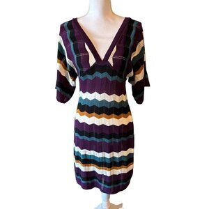 American Rag Knit Sweater Dress Lightweight Sz XS Scalloped Hem Sleeve Burgundy